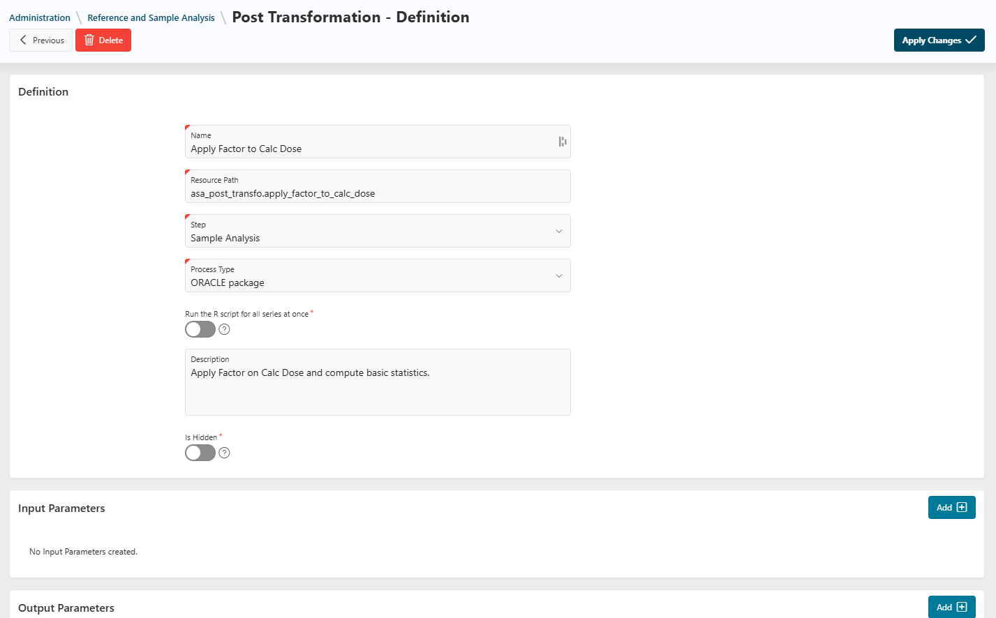 Reference and sample analysis details