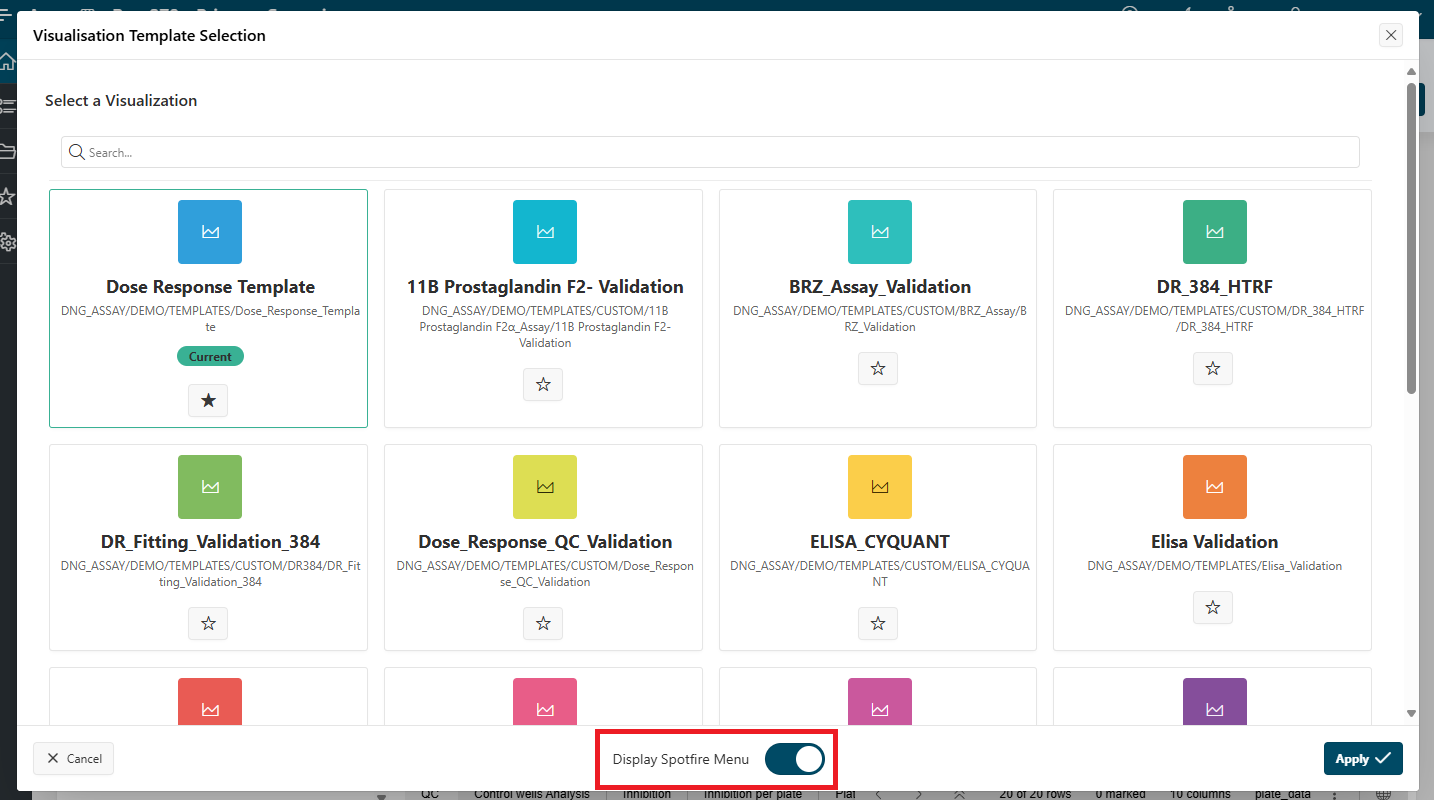 Spotfire Template Selection