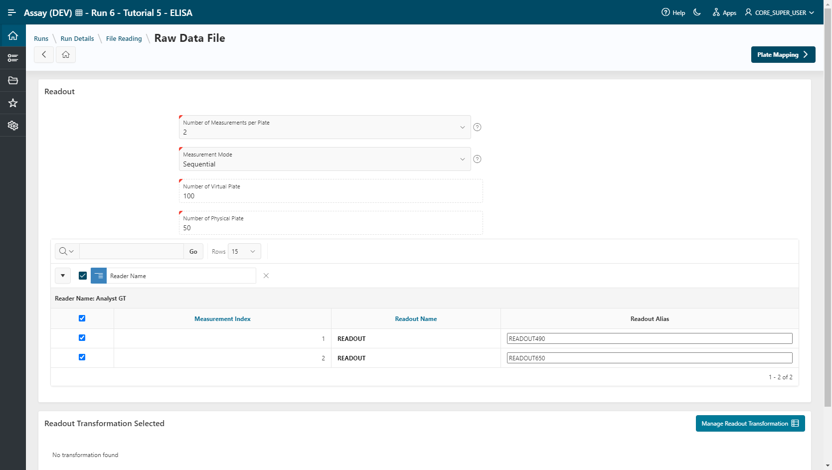 Raw Data File step : Adjust number of measurement and mode