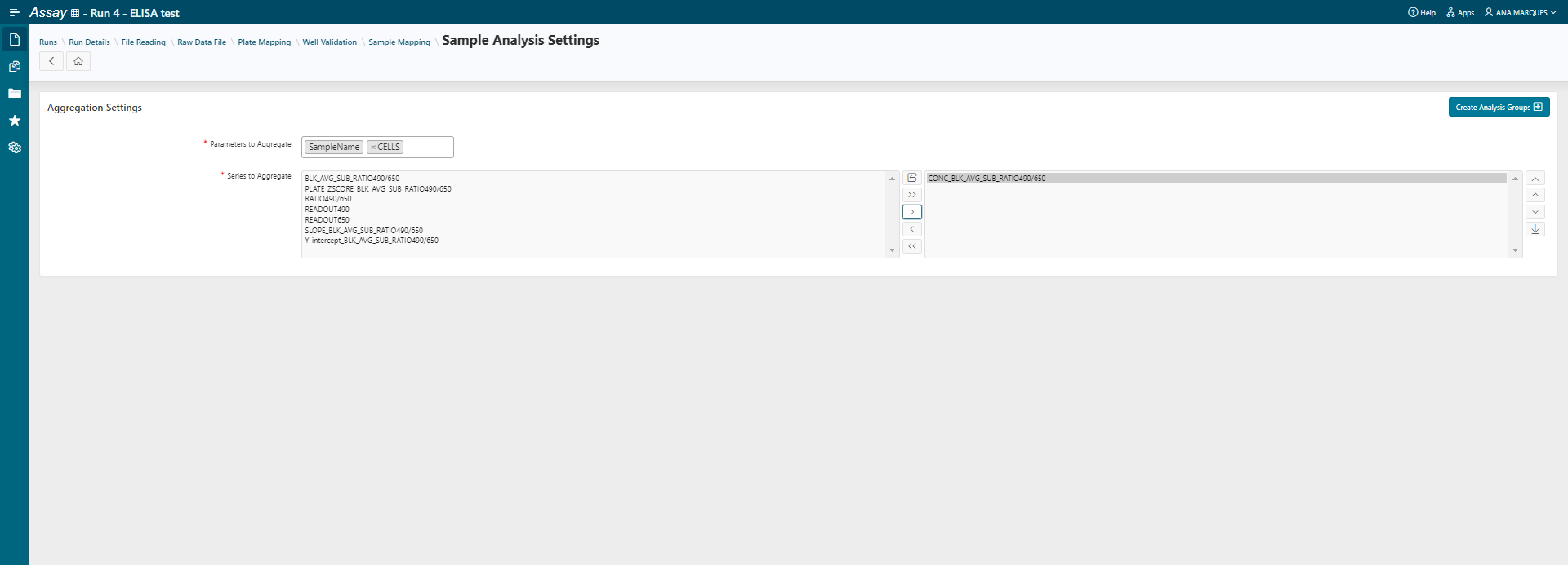 Sample analysis settings