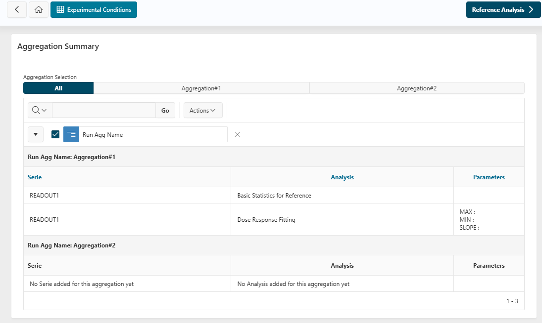 Reference Analysis settings summary