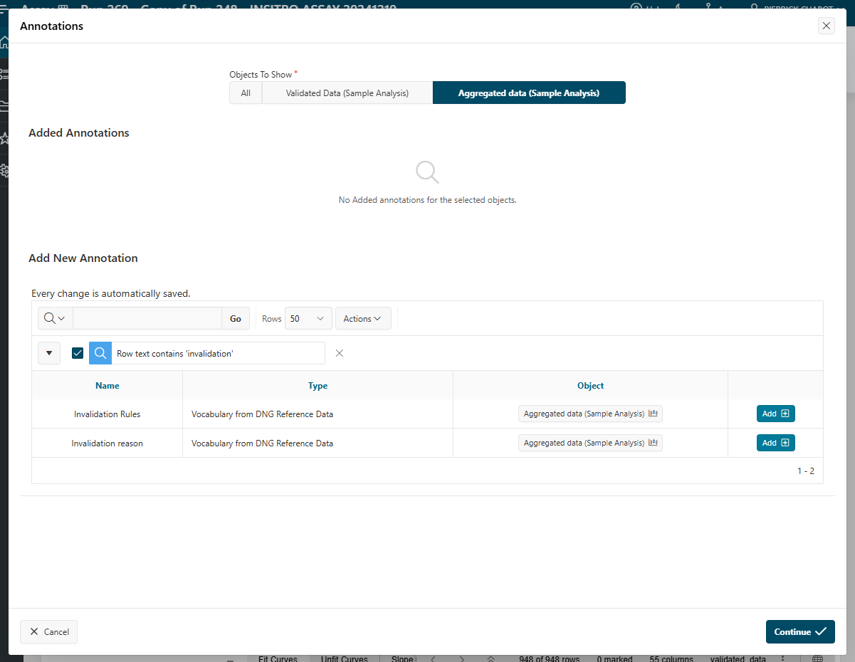 Add annotation to Assay screenshot Add annotation to Assay