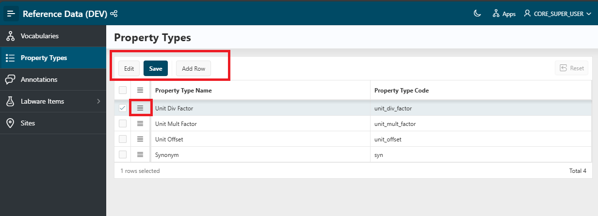 Property types management