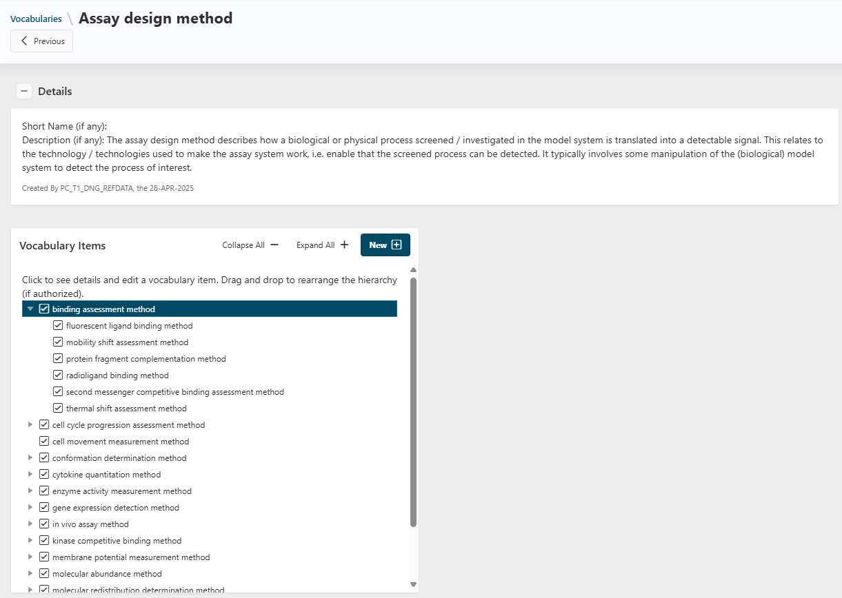 Vocabulary item details panel