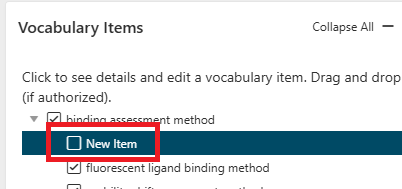 Vocabulary item not selected