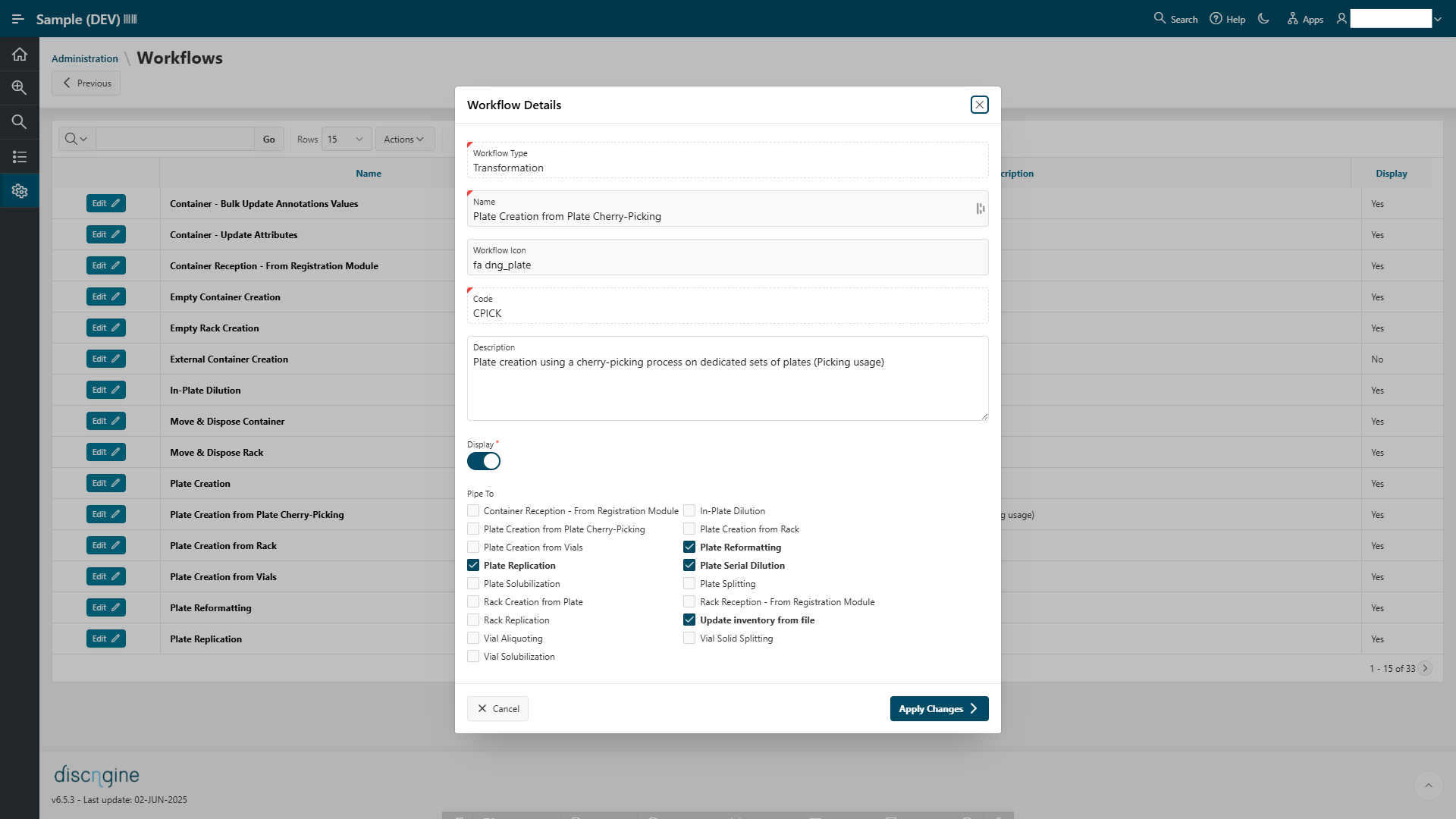 Screenshot of Workflow Administration Example Workflow Administration Example