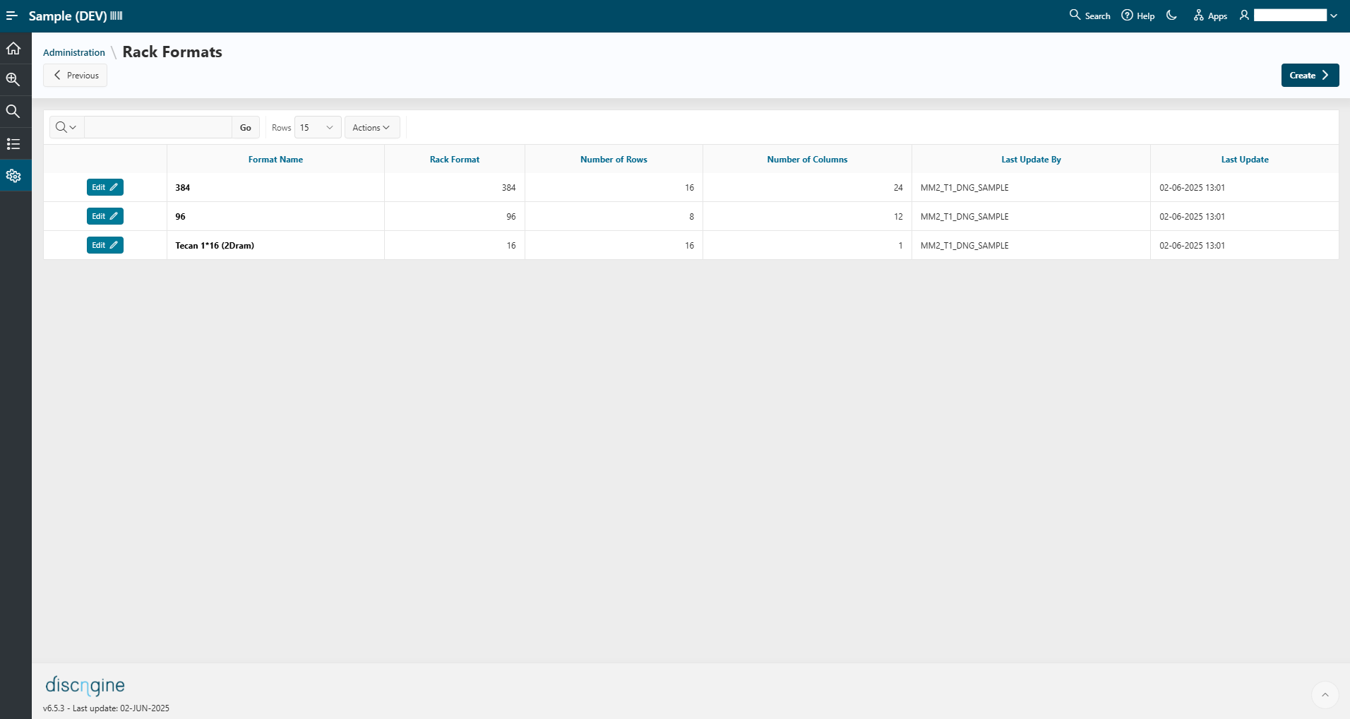 Rack Formats Management
