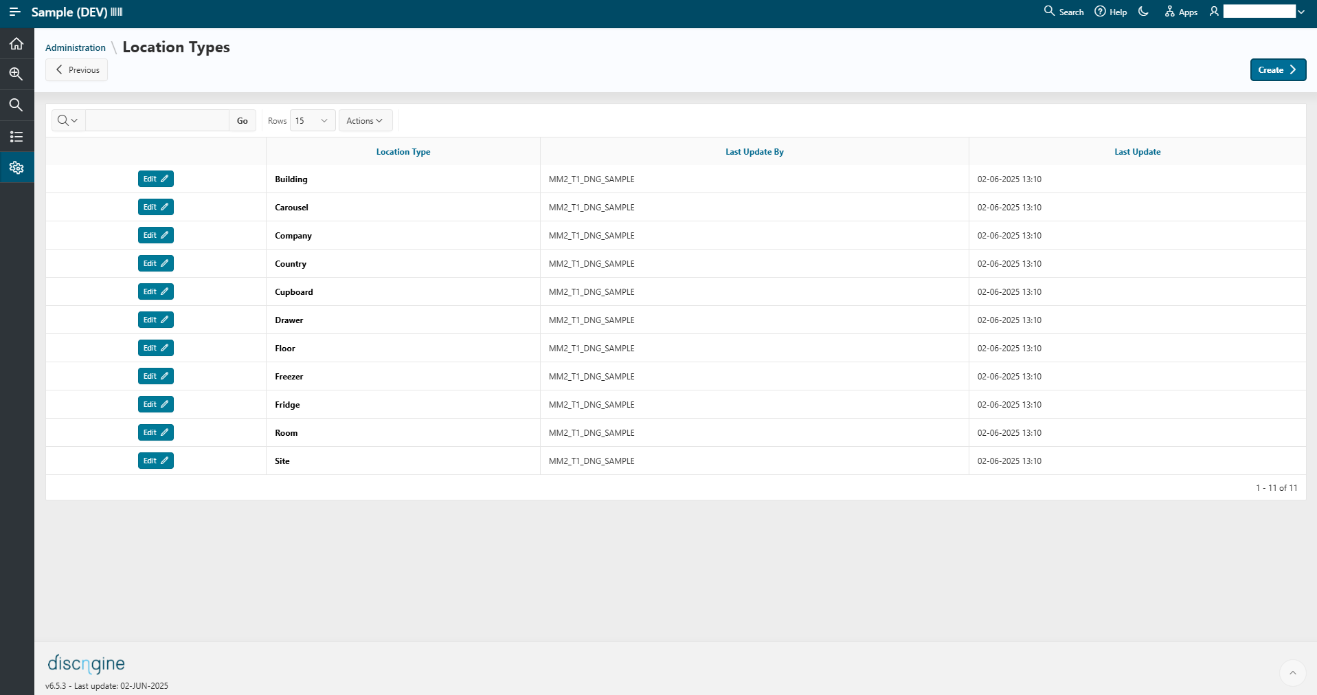 Location Types Management