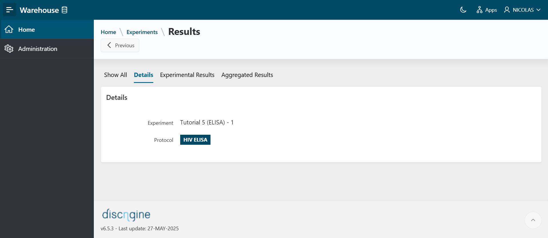 Experiments results - details